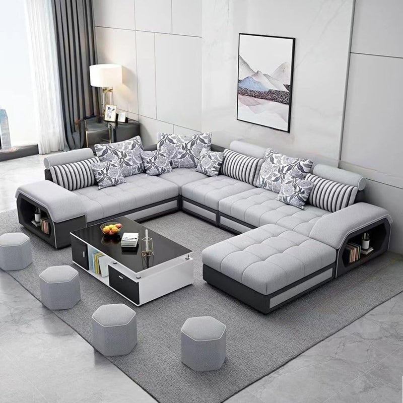 Comfynest U-Shaped Sectional Sofa Set - 5/6 Seater Convertible Sofa Bed with Button Tufted Back - Image 1